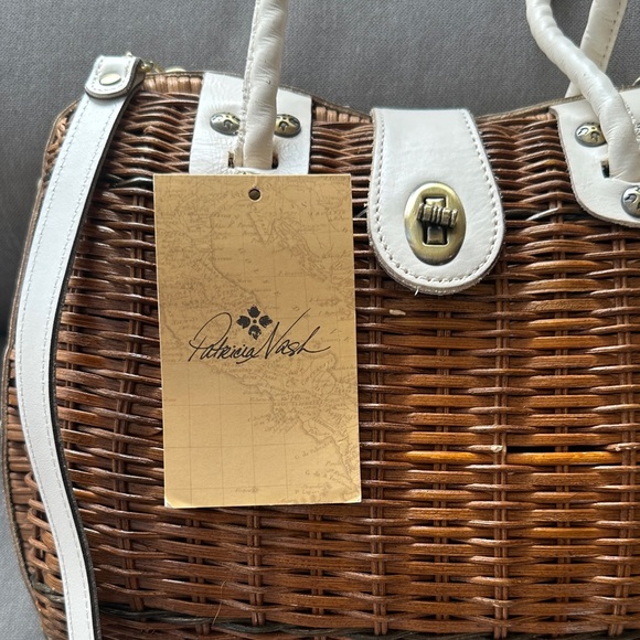Patricia Nash Tan and White Woven Satchel - Picture 1 of 16